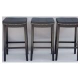 3 Powell bar stools, nail head trim
