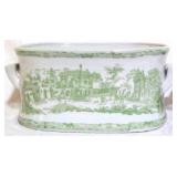 Large green & white tub - 8.5 x 19 x 13