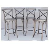 4 Metal X back bar stools
