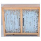 Split Nickel 2 door blue painted cabinet