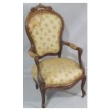 Victorian carved walnut arm chair