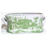 Small green & white tub - 5.5 x 14.5 x 9.5