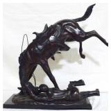 Bronze cowboy statue - after Remington