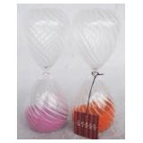 2 pc. Set of Three Hands Glass Hour Glasses