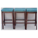 3 Powell turquoise top bar stools