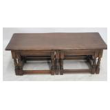 English oak 3 part nesting table set