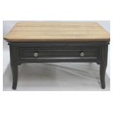 Contemporary two tone coffee table w/ drawer