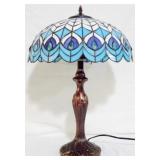 Peacock feather stained glass 25" lamp