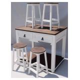 Painted kitchen island w/ 4 nesting stools