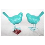 2 pc. Set of Teal Three Hands Bird Figures