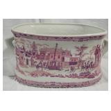 Pink & white transferware small tub