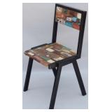 Painted iron & wood side chair
