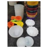 Tupperware & milk glass & etc