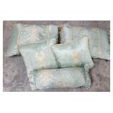 Decorative Bed Pillows-Mint Green w/ gold accents