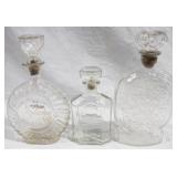 3 pc. Lot of Clear Glass Decanters