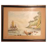 Framed Oriental Silk Needlepoint - 12" x 16"