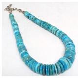 Adjustable Sterling Turquoise Disk Necklace