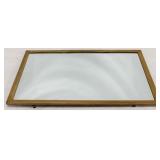 Vintage framed mirror, triple arch carved top