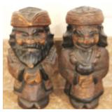 Pair of Carved Wood Figures - 7.5" tall
