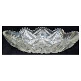 Cut Glass Oval Bowl - 3" x 11.5" x 5.5"