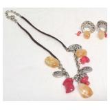 Adjustable Bear Paws Necklace and Earrings Set