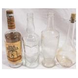 4 pc. Lot of Clear Glass Liqour Bottles - 12" tall