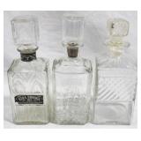 3 pc. Lot of Glass Decanters - 10" tall