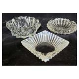 3 Vintage Glass Ashtrays