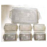 Large Aluminum Tray w/ 6 matching snack plates