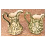 2 pc Vintage Ceramic Pitchers - 8" tall