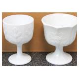 2 Vintage milk glass chalices