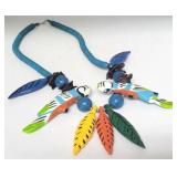 Wood Painted Parrot Necklace