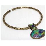 Enamel Pendant on Brass Choker