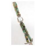 Watch w/ Turquoise Beaded Band and 925 Clasp