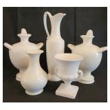 Group of 5 white porcelain