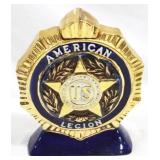 Ezra Brooks American Legion Bottle - 9" tall