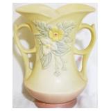 Hull Floral Pottery Handled Vase - 8" x 7" x 5"