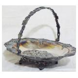 Silver plate basket w/ handle - 3" x 13" x 10"