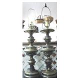 Pair Brass Lamps - as is - 30" tall