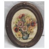 Oval framed picture, 12.5 x 10