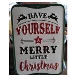 Merry Christmas metal sign, 16.5 x 12