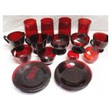 21 pc Assorted Red Glass Items