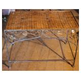 Wicker & iron stand, 19 x 30 x 21