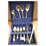 Wood Flatware Box w/ Contents - 10 x 10