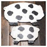 2pc Wood Pig Wall Art - 23 x 16