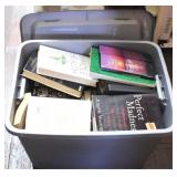 Plastic Tote full of Books & VHS Tapes