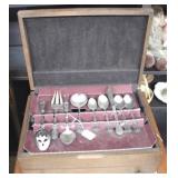 Wood Flatware Box w/ contents - 17 x 12