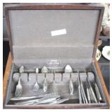 Wood Flatware Box w/ Contents