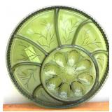 Vintage Indiana Glass 13" Green Deviled Egg Plate