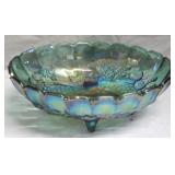 Carnival Glass Footed Bowl - 12 x 9